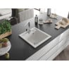 Mexen Vito 1-bowl granite sink with Rita kitchen tap, white - 6503-20-670300-00