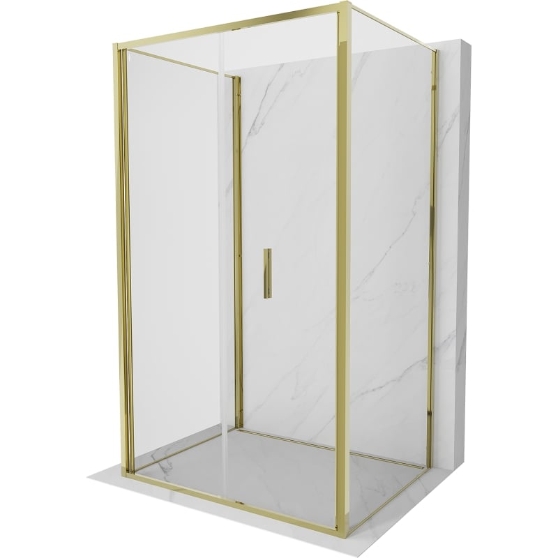 Mexen Exo-F 3S 3-Wall Folding Shower Enclosure 90 x 75 cm, Transparent, Gold - 816-090-075-50-00-3S