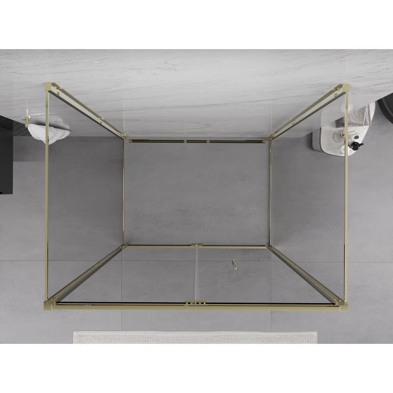 Mexen Exo-F 3S 3-Wall Folding Shower Enclosure 90 x 75 cm, Transparent, Gold - 816-090-075-50-00-3S