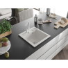 Mexen Vito granite kitchen sink 1-bowl with Rita kitchen faucet, white - 6503-20-670300-20