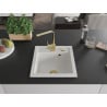 Mexen Vito 1-bowl granite sink with Rita kitchen tap, white - 6503-20-670300-50