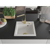 Mexen Vito single-bowl granite sink with Rita kitchen faucet, white - 6503-20-670300-50