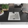 Mexen Vito single-basin granite sink with Rita kitchen faucet, white - 6503-20-670300-70