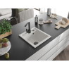 Mexen Vito granite sink 1-bowl with kitchen faucet Rita, white - 6503-20-670300-70