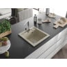 Mexen Vito 1-bowl granite sink with Rita kitchen faucet, beige - 6503-69-670300-00