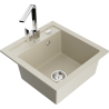 Mexen Vito 1-bowl granite sink with Rita kitchen faucet, beige - 6503-69-670300-00