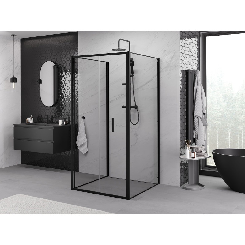 Mexen Exo-F 3S 3-wall folding shower cabin 110 x 110 cm, transparent, black - 816-110-110-70-00-3S