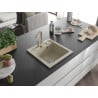 Mexen Vito 1-bowl granite sink with Rita kitchen tap, beige - 6503-69-670300-69