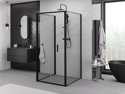 Mexen Exo-F 3S 3-sided folding shower cabin 120 x 120 cm, transparent, black - 816-120-120-70-00-3S