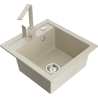 Mexen Vito 1-compartment granite sink with a kitchen mixer tap Rita, Beige - 6503-69-670300-69
