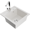 Mexen Vito 1-bowl granite sink with kitchen faucet Rita, white - 6503-20-670300-00