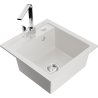 Mexen Vito 1-bowl granite sink with Rita kitchen faucet, white - 6503-20-670300-00