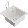 Mexen Vito 1-compartment granite sink with a kitchen mixer tap Rita, White - 6503-20-670300-20