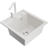 Mexen Vito granite kitchen sink 1-bowl with Rita kitchen faucet, white - 6503-20-670300-20