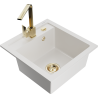 Mexen Vito 1-bowl granite sink with Rita kitchen tap, white - 6503-20-670300-50