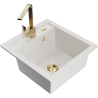 Mexen Vito 1-compartment granite sink with a kitchen mixer tap Rita, White - 6503-20-670300-50