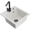 Mexen Vito 1-compartment granite sink with a kitchen mixer tap Rita, White - 6503-20-670300-70