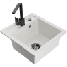 Mexen Vito granite sink 1-bowl with kitchen faucet Rita, white - 6503-20-670300-70