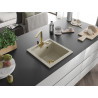 Mexen Vito single-bowl granite sink with Rita kitchen faucet, beige - 6503-69-670300-50