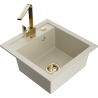 Mexen Vito granite sink single-bowl with Rita kitchen tap, beige - 6503-69-670300-50
