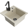 Mexen Vito granite kitchen sink 1-bowl with kitchen faucet Rita, beige - 6503-69-670300-70