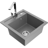 Mexen Vito Granite Sink 1-Bowl with Rita Kitchen Tap, Grey - 6503-71-670300-00