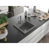 Mexen Vito granite kitchen sink with 1-bowl and Rita kitchen faucet, grey - 6503-71-670300-71