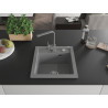 Mexen Vito granite 1-bowl kitchen sink with Rita faucet, gray - 6503-71-670300-71