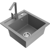 Mexen Vito granite 1-bowl kitchen sink with Rita faucet, gray - 6503-71-670300-71