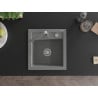 Mexen Vito granite kitchen sink with 1-bowl and Rita kitchen faucet, grey - 6503-71-670300-71