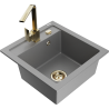 Mexen Vito 1-compartment granite sink with a kitchen mixer tap Rita, Grey - 6503-71-670300-50