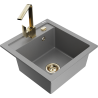 Mexen Vito granite sink 1-chamber with kitchen faucet Rita, gray - 6503-71-670300-50