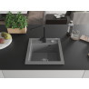 Mexen Vito granite kitchen sink 1-bowl with Rita kitchen faucet, gray - 6503-71-670300-70