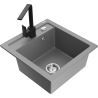 Mexen Vito granite kitchen sink 1-bowl with Rita kitchen faucet, gray - 6503-71-670300-70