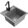 Mexen Vito granite single-bowl kitchen sink with Rita kitchen faucet, gray - 6503-71-670300-70