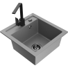 Mexen Vito 1-compartment granite sink with a kitchen mixer tap Rita, Grey - 6503-71-670300-70-B