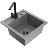 Mexen Vito granite kitchen sink 1-bowl with Rita kitchen faucet, gray - 6503-71-670300-70-B