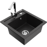 Mexen Vito 1-compartment granite sink with a kitchen mixer tap Rita, Black/Silver metallic - 6503-73-670300-00