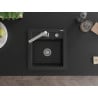 Mexen Vito granite single-bowl sink with Rita kitchen tap, black/silver metallic - 6503-73-670300-00