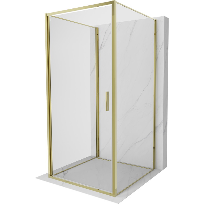 Mexen Exo-B 3S 3-sided pivot shower enclosure 70 x 70 cm, transparent, gold - 817-070-070-50-00-3S