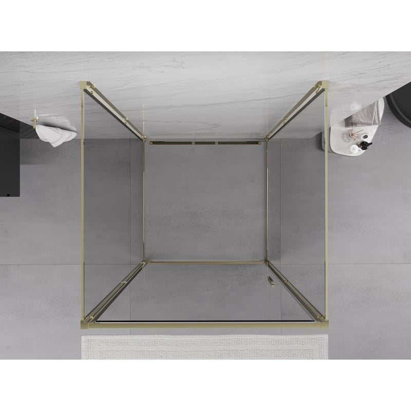 Mexen Exo-3S 3-wall swing shower cabin 70 x 70 cm, transparent, gold - 817-070-070-50-00-3S