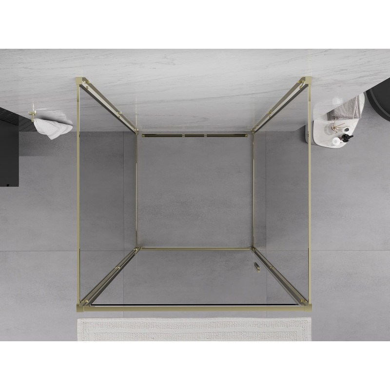 Mexen Exo-B 3S 3-sided pivot shower enclosure 70 x 70 cm, transparent, gold - 817-070-070-50-00-3S