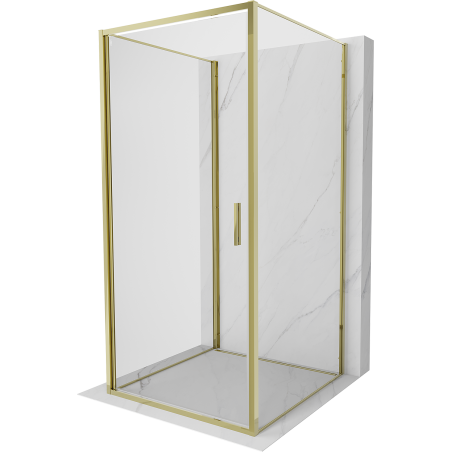 Mexen Exo-3S 3-wall hinged shower enclosure 75 x 75 cm, transparent, gold - 817-075-075-50-00-3S