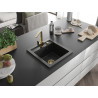 Mexen Vito granite kitchen sink 1-bowl with Rita kitchen faucet, black/silver metallic - 6503-73-670300-50
