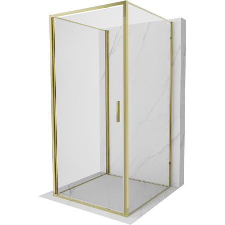 Mexen Exo-B 3S 3-wall hinged shower cabin 80 x 80 cm, transparent, gold - 817-080-080-50-00-3S
