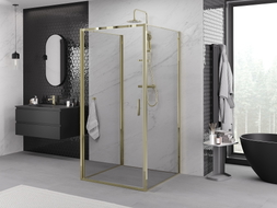 Mexen Exo-B 3S 3-sided pivot shower enclosure 90 x 90 cm, transparent, gold - 817-090-090-50-00-3S