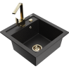 Mexen Vito 1-bowl granite sink with Rita kitchen tap, black/silver metallic - 6503-73-670300-50