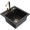Mexen Vito granite kitchen sink 1-bowl with Rita kitchen faucet, black/silver metallic - 6503-73-670300-50