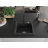 Mexen Vito 1-bowl granite sink with Rita kitchen faucet, black/silver metallic - 6503-73-670300-70