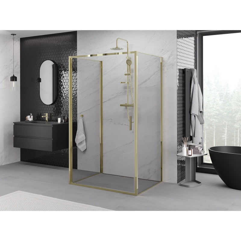 Mexen Exo-B 3S 3-wall swing shower cabin 85 x 90 cm, transparent, gold - 817-085-090-50-00-3S